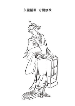 日本藝伎 線描