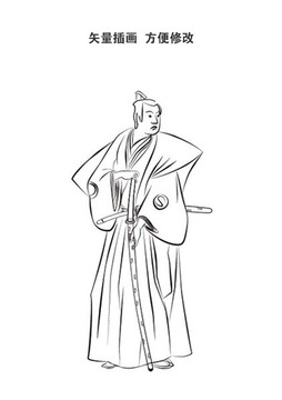 日本武士 線描