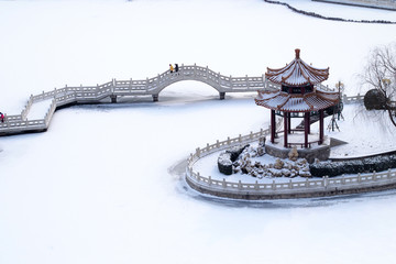 公园雪景 风景如画