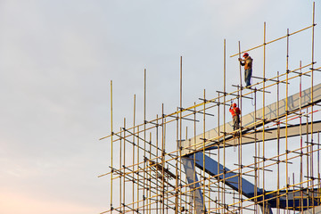 建筑工地 脚手架 建筑工人