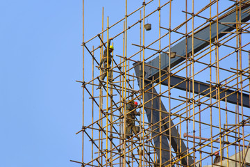 建筑工地 脚手架 建筑工人