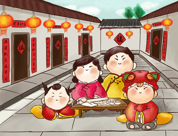 原創(chuàng)手繪春節(jié)素材