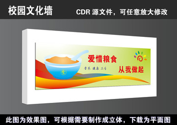高清食堂學(xué)校珍惜糧食文話(huà)展板