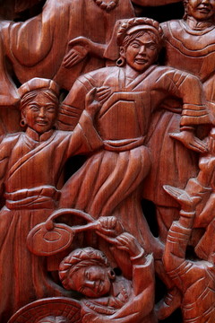 红木雕刻少数民族人物图案