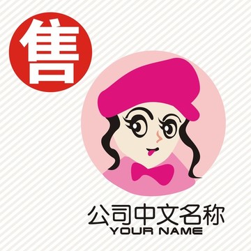 美少女卡通logo标志