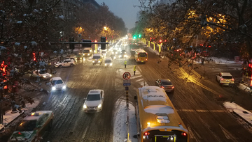 雪中的城市道路 城市公路 公路