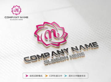 M字母 LOGO設(shè)計(jì) 花朵