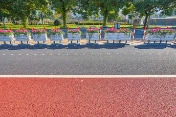 彩色道路 健身步道 道路花坛