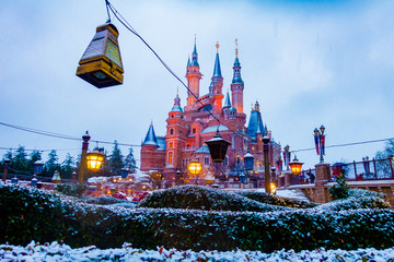 上海迪士尼乐园雪景