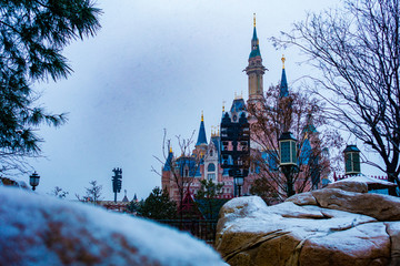 上海迪士尼乐园雪景