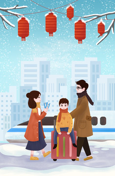 春節(jié)除夕動車回家過年