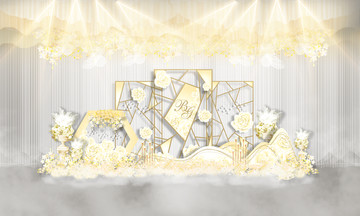 香檳色婚禮合影區(qū) 玫瑰主題婚禮