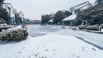 云龙湖风景区水街雪景