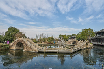 园林水景观 古桥 古建筑