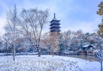 江南园林雪景