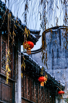 江南水乡雪景