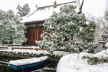 南京总统府漪澜阁雪景