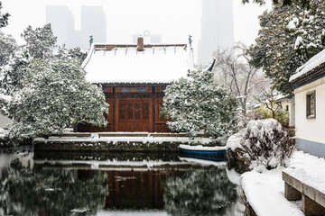 南京总统府漪澜阁雪景