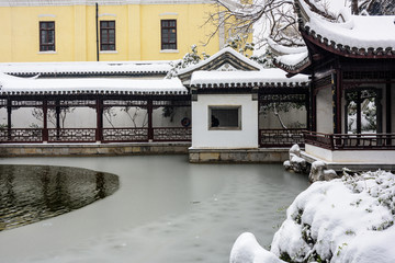 南京总统府东湖雪景