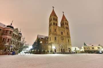 天主教堂 青岛 雪后