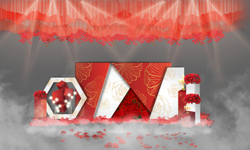 紅白色婚禮迎賓區(qū)