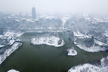 航拍大明寺栖灵塔