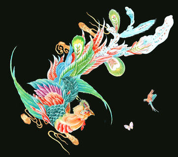 手繪鳳凰 水彩鳳凰