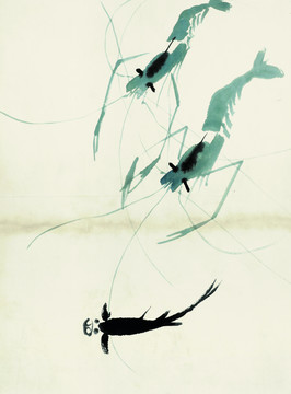 齊白石 魚蝦國畫