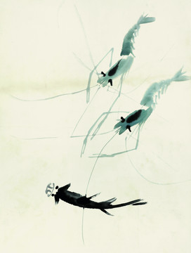 齊白石 魚(yú)蝦國(guó)畫(huà)