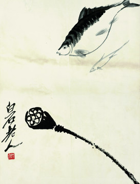 齊白石 魚蝦國畫