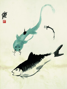 齊白石 魚蝦國畫