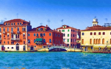 水上威尼斯水彩画 不分层