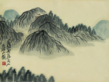 齊白石 借山圖國畫