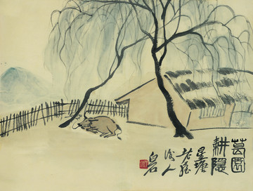 齊白石 借山圖國畫