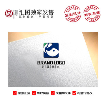 原创抽象鱼LOGO