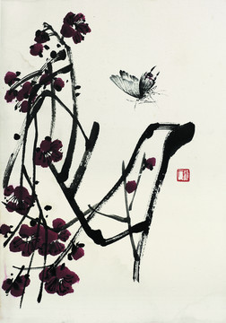 齊白石 蟲草圖國(guó)畫