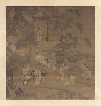宋人畫柳蔭群盲圖