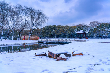 江南园林雪景