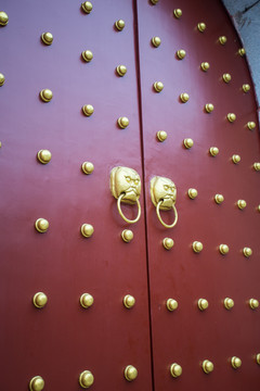 红宫门 金色狮头 拱门