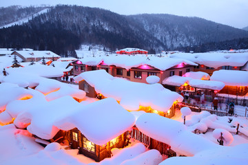 雪乡全景 中国雪乡 雪乡