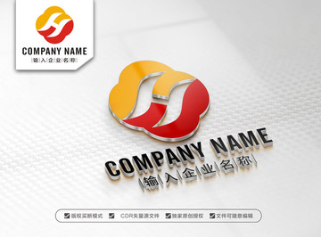 花瓣動感 H字母 LOGO設(shè)計(jì)