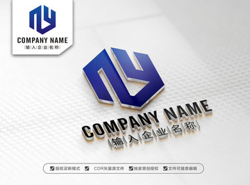 NY字母LOGO YN标志设计