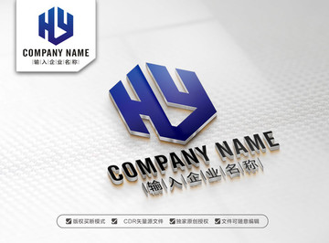 HY字母LOGO YH標(biāo)志設(shè)計(jì)