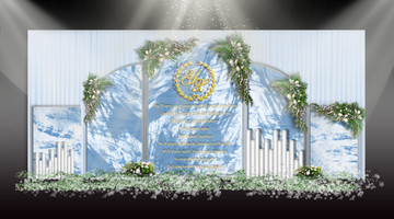 藍(lán)白極簡小清新迎賓區(qū)