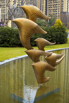 园林雕塑 抽象雕塑 海鸥