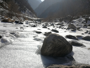 冰封的河道 结冰 冰河 河道