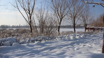 河边雪景