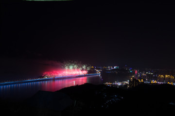 大连春节元旦跨海大桥烟花火