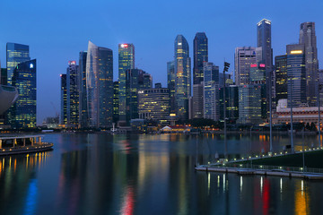 新加坡滨海城市风光夜景