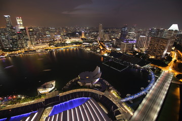 新加坡滨海湾城市风光夜景